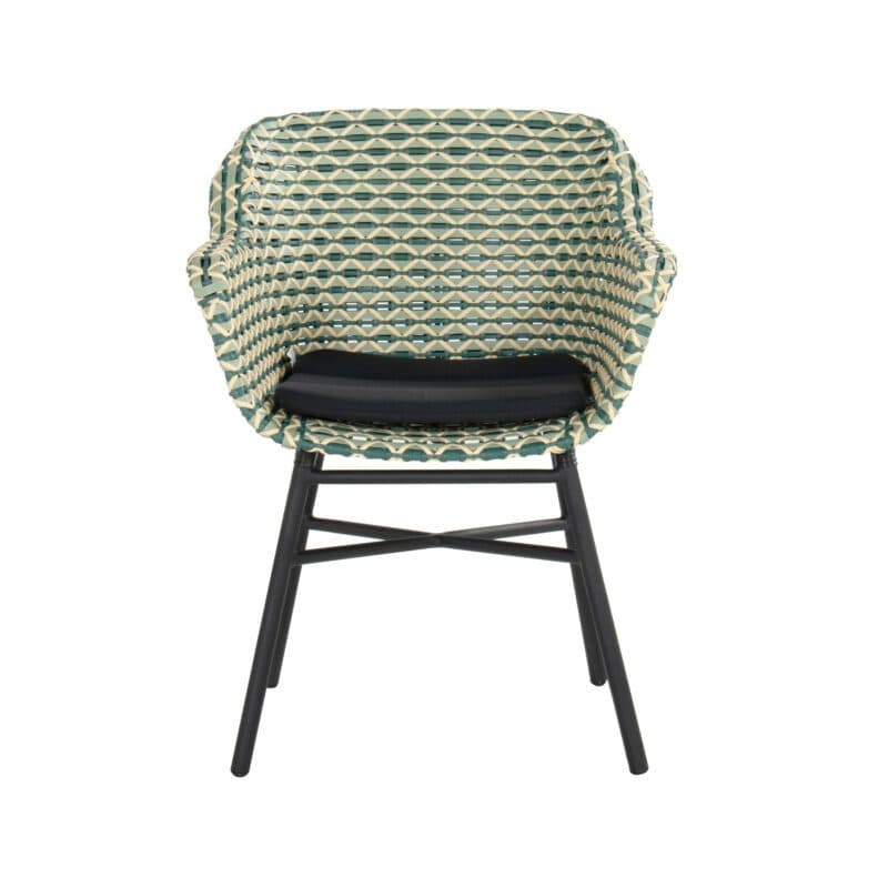 Hartman "Delphine" Gartenstuhl, Gestell Aluminium carbon black, Sitzfläche Emerald green, mit Sitzkissen dark grey