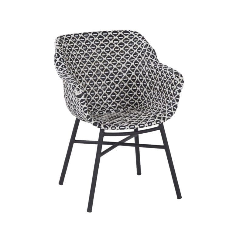 Hartman "Delphine" Gartenstuhl, Aluminium schwarz, Geflecht schwarz-weiß