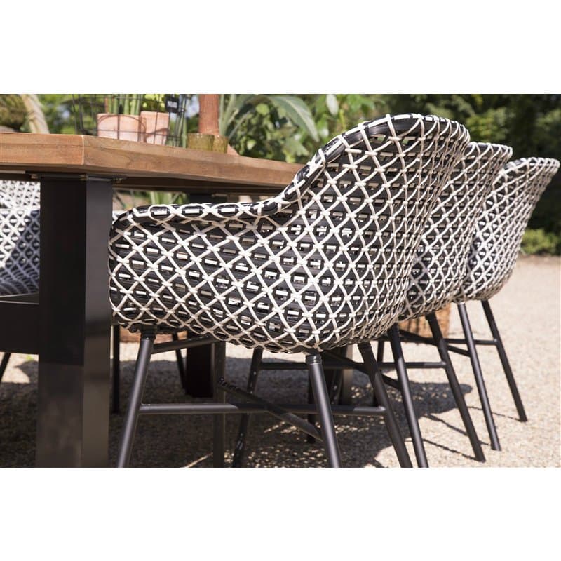 Hartman "Delphine" Gartenstuhl, Aluminium schwarz, Geflecht schwarz-weiß