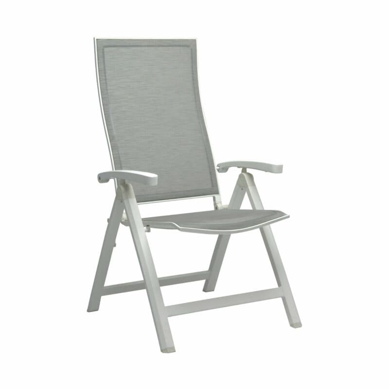 Stern Klappsessel "Kari", Gestell Aluminium weiß, Textilgewebe silber, Armlehnen Aluminium weiß