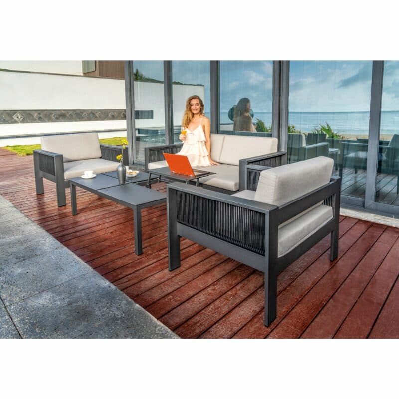 Home Islands Loungegruppe "Miray", bestehend aus einem Loungesofa und zwei Loungesesseln