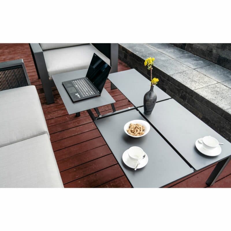 Jati&Kebon Loungetisch "Liem", Gestell & Tischplatte aus Aluminium anthrazit