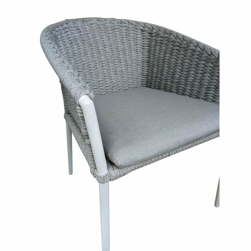 Jati&Kebon Sessel "Fortuna" press weaving, Gestell Aluminium weiß, Sitz & Rücken Rope light grey