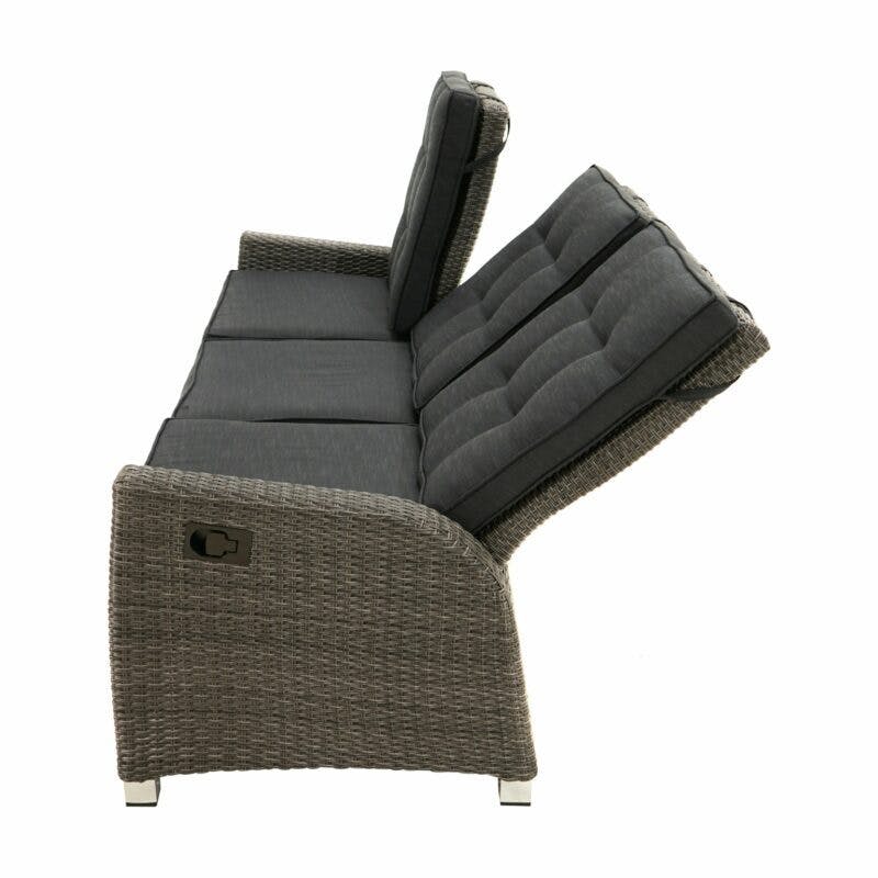 Ploß "Rocking Comfort" Speise-/Loungesofa 3-Sitzer, Polyrattangeflecht doppel-halbrund grau-braun-meliert inkl. Sitz- und Rückenpolster anthrazit (Copyright Ploß & Co.)