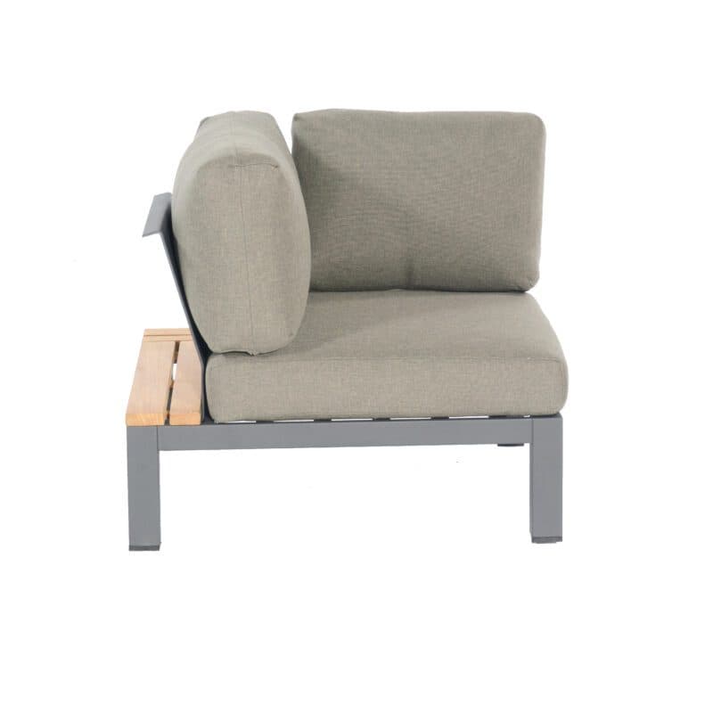 SonnenPartner Eckmodul "Equila", Gestell Aluminium anthrazit und Teakholz, Textilgewebe taupe