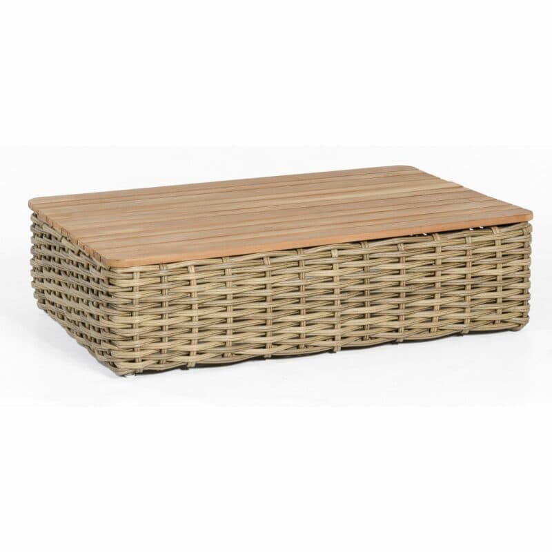 SonnenPartner Loungetisch rechteckig "Sands", Gestell Aluminium, Geflecht Polyrattan Light Oaks, Tischplatte Teakholz
