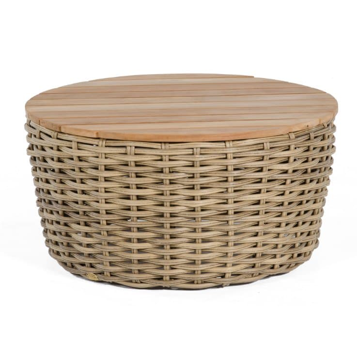 SonnenPartner Loungetisch "Sands", Gestell Aluminium, Geflecht Polyrattan Light Oaks, Tischplatte Teakholz