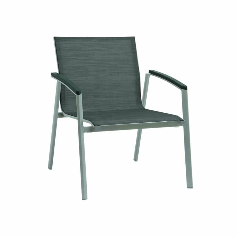 Stern Loungesessel "New Top", Gestell Aluminium graphit, Textilgewebe silbergrau, Armlehnen anthrazit