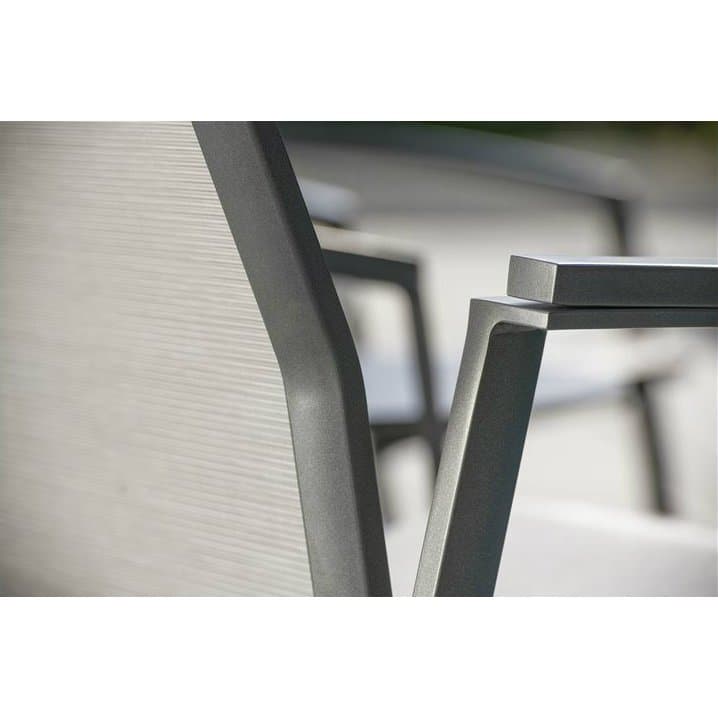 Stern Loungesessel "New Top", Gestell Aluminium anthrazit, Textilgewebe silberfarben, Armlehnen anthrazit