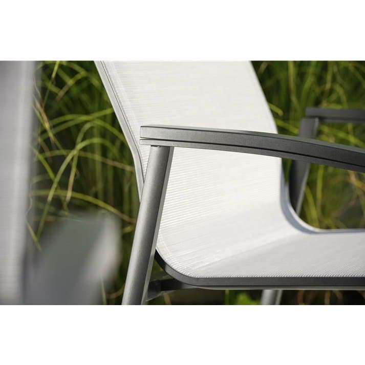 Stern Loungesessel "New Top", Gestell Aluminium anthrazit, Textilgewebe silberfarben, Armlehnen anthrazit