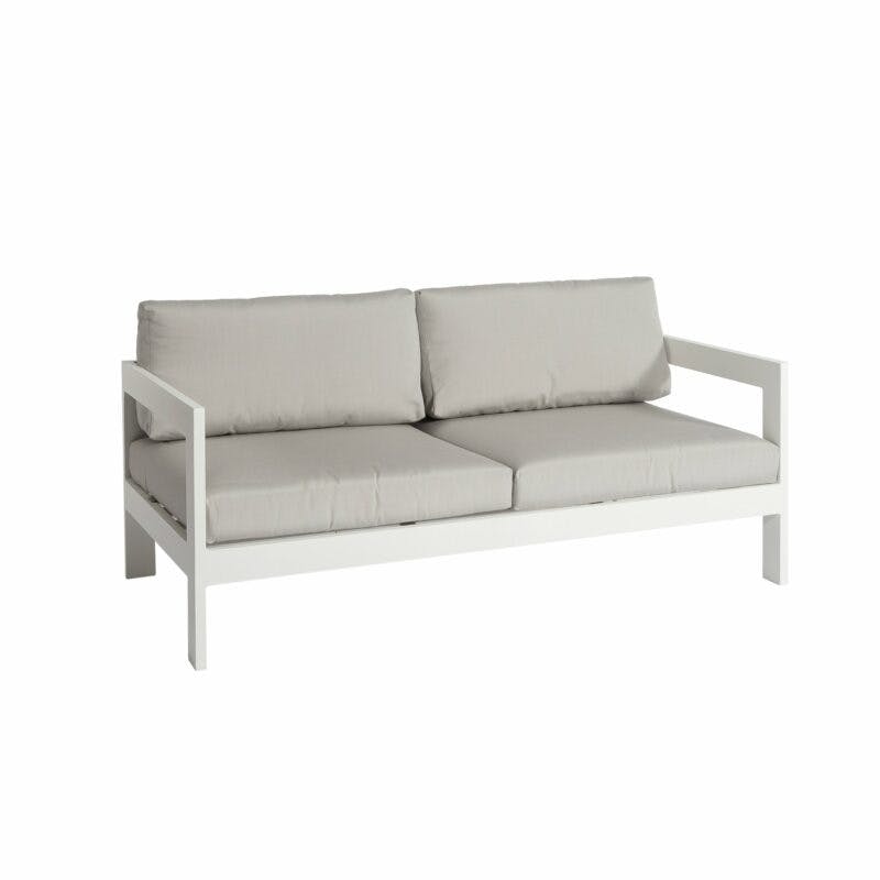 Jati&Kebon "Vigo" 2-Sitzer Loungesofa, Gestell Aluminium weiß mit Sitz- und Rückenkissen shingles