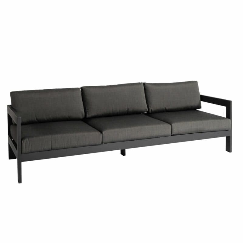 Jati&Kebon "Vigo" 3-Sitzer Loungesofa, Gestell Aluminium eisengrau mit Sitz- und Rückenkissen charcoal