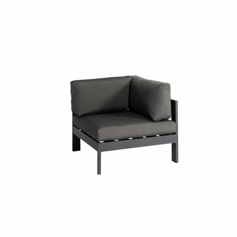 Jati&Kebon "Vigo" Lounge-Eckteil, Gestell Aluminium eisengrau mit Sitz-, Rücken und Ergänzungskissen charcoal