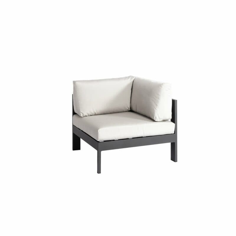 Jati&Kebon "Vigo" Lounge-Eckteil, Gestell Aluminium eisengrau mit Sitz-, Rücken und Ergänzungskissen shingles