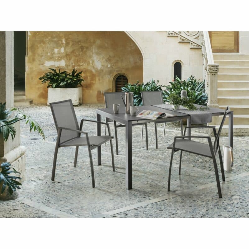 SIT Mobilia Ausziehtisch "Etna", Gestell Aluminium anthrazit, Tischplatte HPL Oxido Bluestone