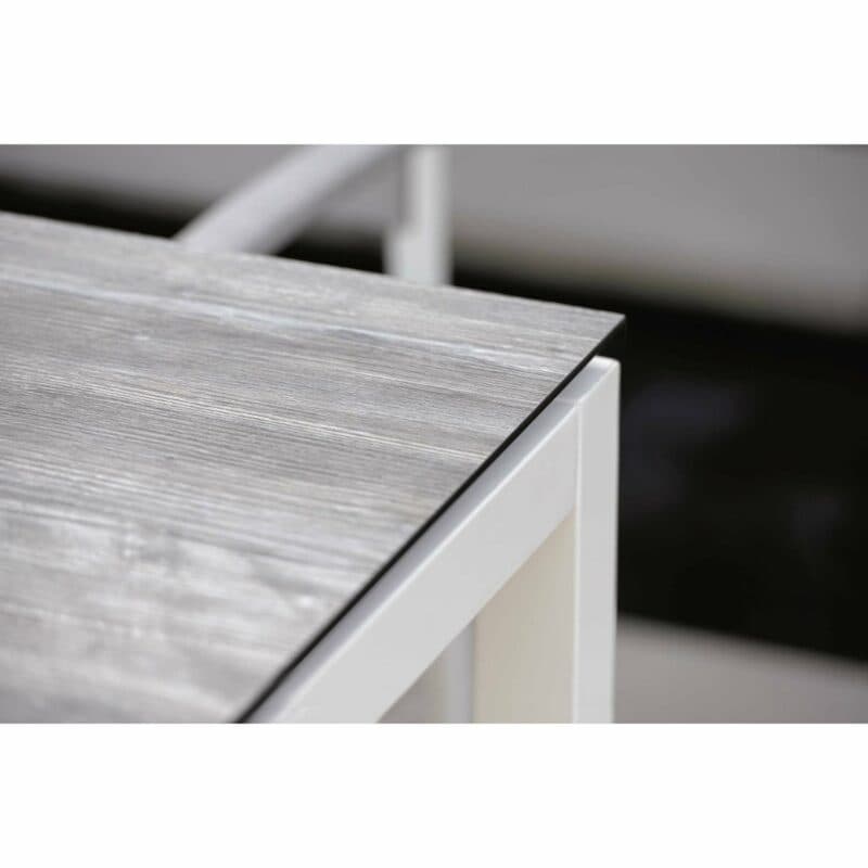Stern Tischsystem, Gestell Aluminium weiß, Tischplatte HPL Tundra grau