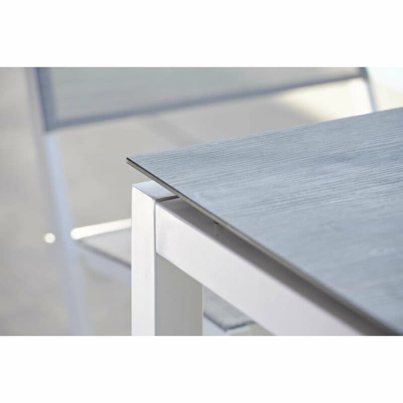 Stern Tischsystem, Gestell Aluminium weiß, Tischplatte HPL Tundra grau