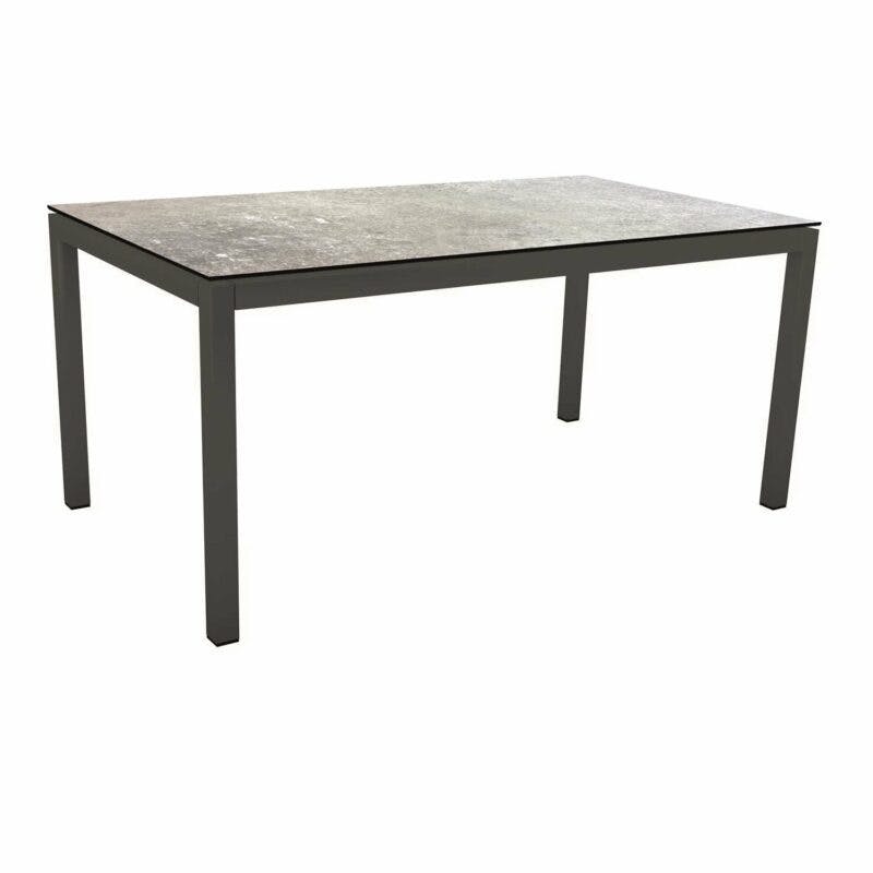 Stern Tischsystem Gartentisch, Gestell Aluminium anthrazit, Tischplatte HPL Vintage stone, Maße: 130x80 cm