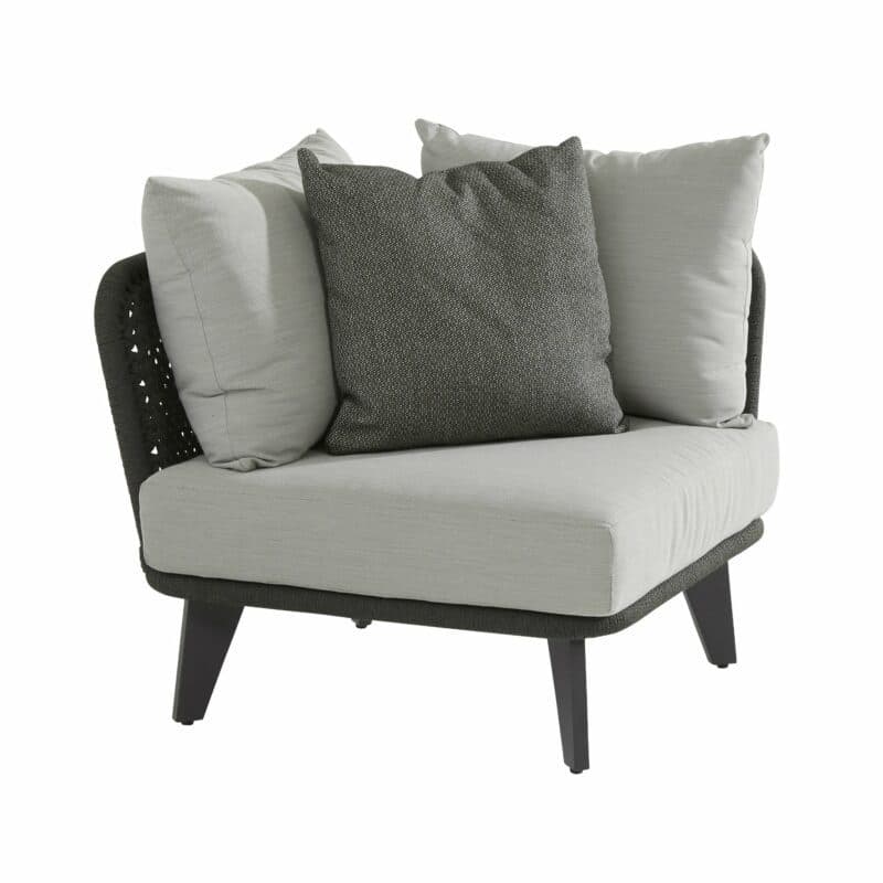4Seasons Outdoor Eckteil "Belize" inkl. 3 Kissen & 2 Dekokissen, Gestell Aluminium anthrazit, Rope schwarz