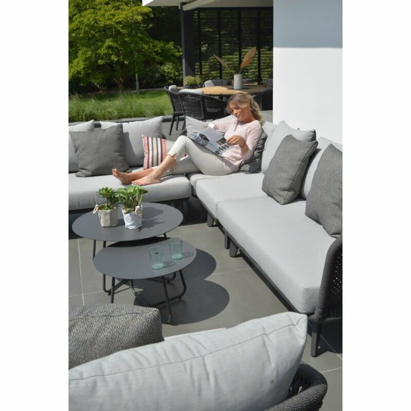 4Seasons Outdoor Loungeserie "Belize" inkl. Kissen, Gestell Aluminium anthrazit, Sitzflächen-Bespannung Rope schwarz