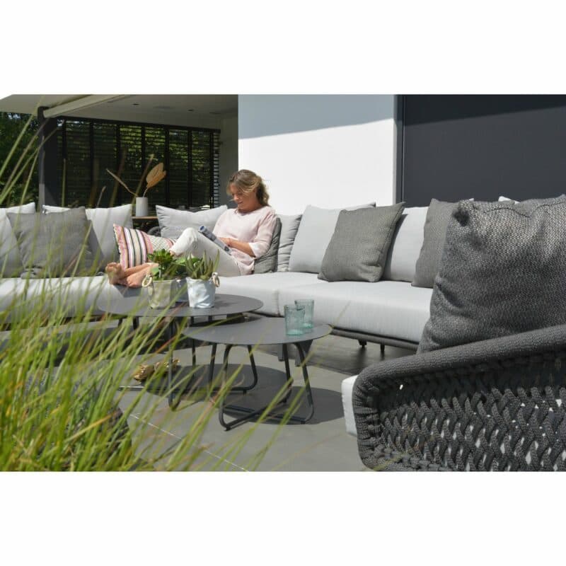 4Seasons Outdoor Loungeserie "Belize" inkl. Kissen, Gestell Aluminium anthrazit, Sitzflächen-Bespannung Rope schwarz