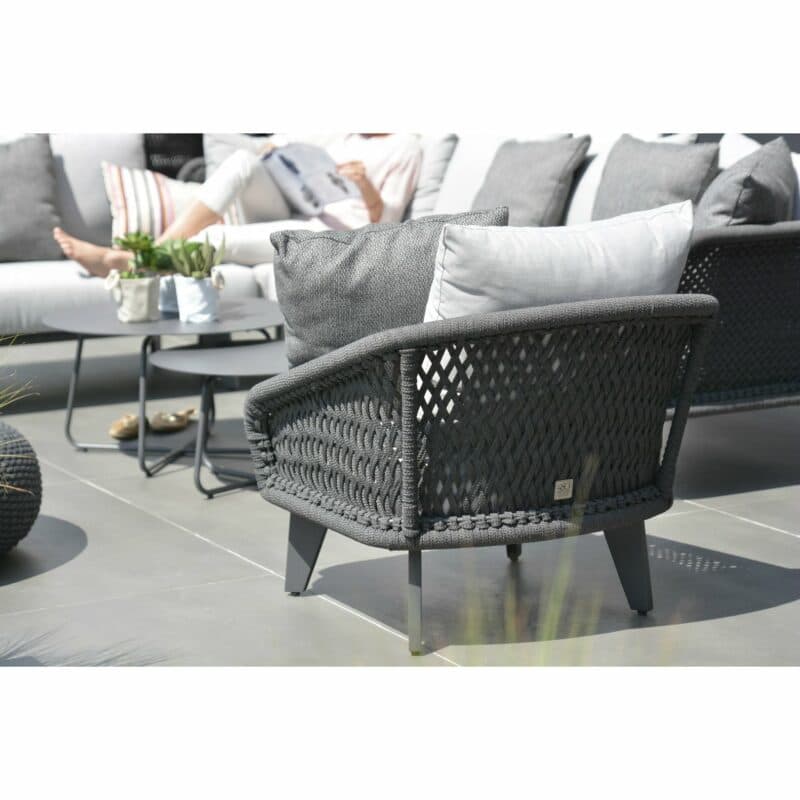 4Seasons Outdoor Loungeserie "Belize" inkl. Kissen, Gestell Aluminium anthrazit, Sitzflächen-Bespannung Rope schwarz