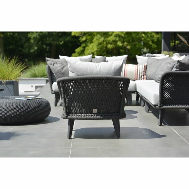 4Seasons Outdoor Loungeserie "Belize" inkl. Kissen, Gestell Aluminium anthrazit, Sitzflächen-Bespannung Rope schwarz