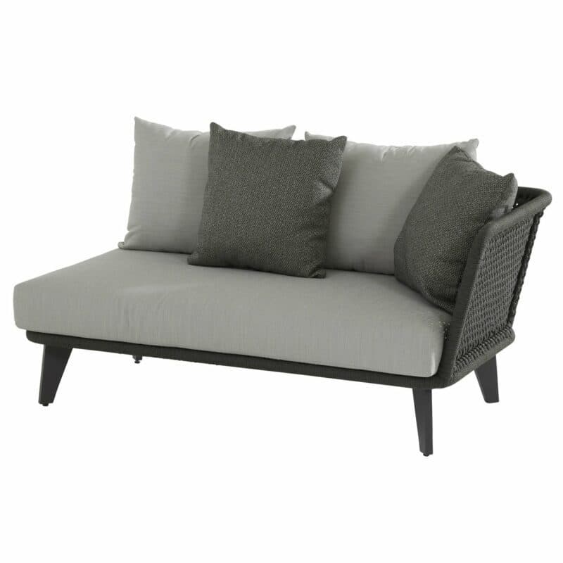 4Seasons Outdoor 2-Sitzer Loungesofa inkl. 3 Kissen & 2 Dekokissen, Armlehne links, Gestell Aluminium anthrazit, Rope schwarz