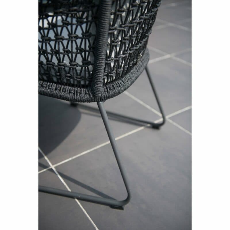 4Seasons Outdoor Sessel "Mila" inkl. 2 Kissen, Gestell Edelstahl anthrazit, Rope schwarz