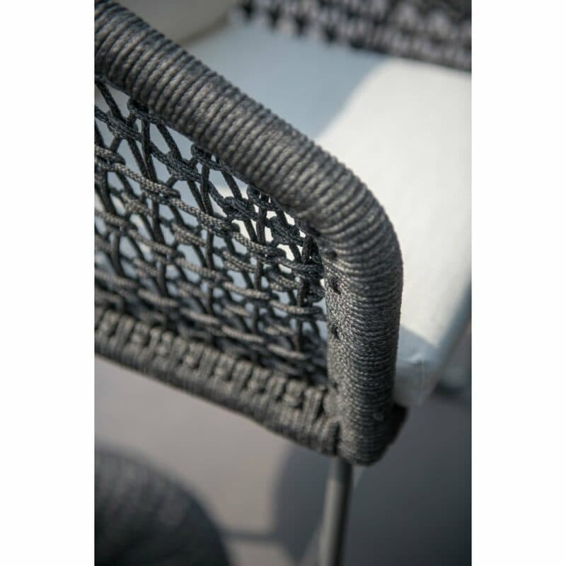 4Seasons Outdoor Sessel "Mila" inkl. 2 Kissen, Gestell Edelstahl anthrazit, Rope schwarz