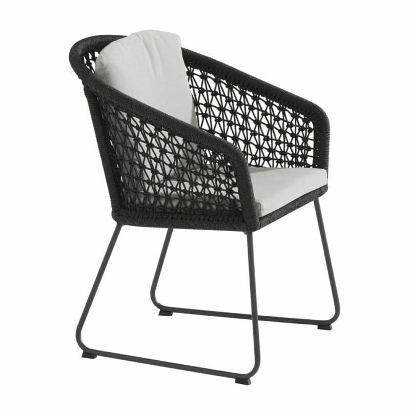 4Seasons Outdoor Sessel "Mila" inkl. 2 Kissen, Gestell Edelstahl anthrazit, Rope schwarz