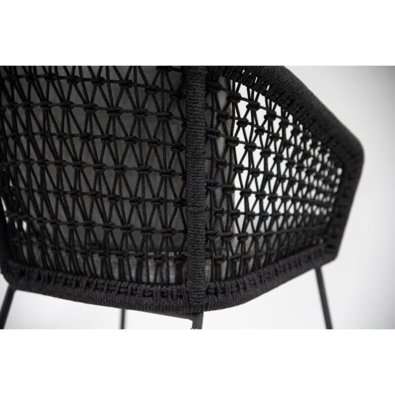 4Seasons Outdoor Sessel "Mila" inkl. 2 Kissen, Gestell Edelstahl anthrazit, Rope schwarz