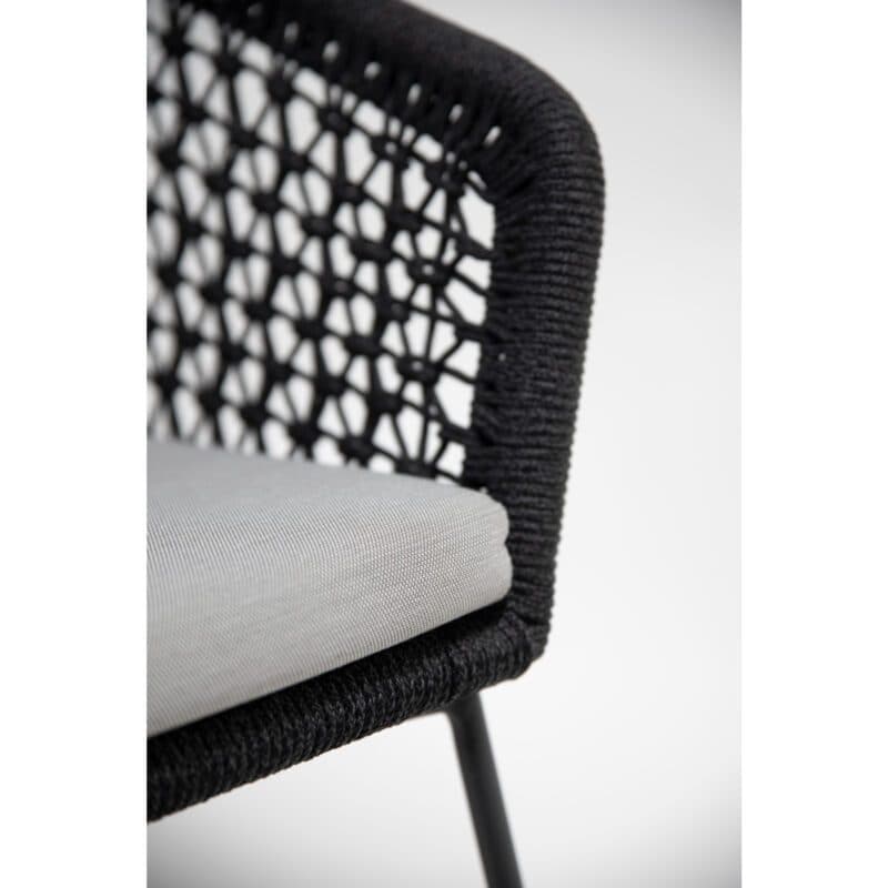 4Seasons Outdoor Sessel "Mila" inkl. 2 Kissen, Gestell Edelstahl anthrazit, Rope schwarz