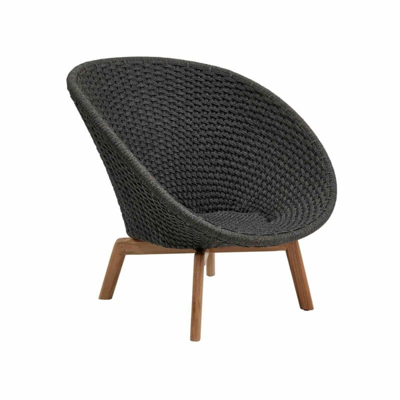 Cane-line Loungesessel "Peacock", Gestell Teakholz, Soft Rope dunkelgrau