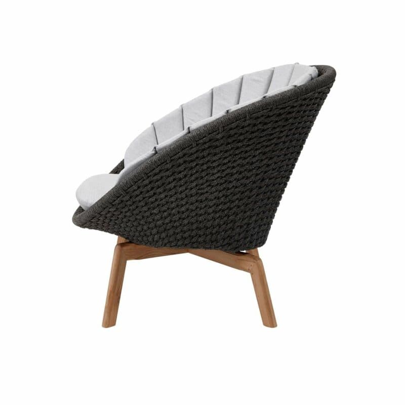 Cane-line Gartensessel "Peacock", Gestell Teakholz, Soft Rope dunkelgrau mit Kissen hellgrau