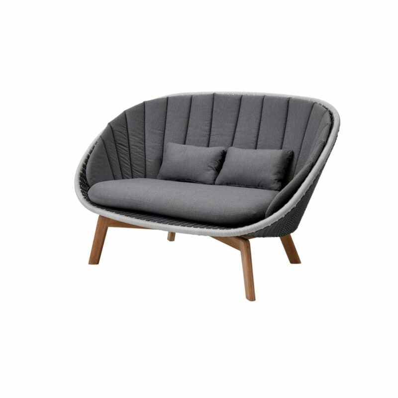Cane-line Gartensofa "Peacock", Gestell Teakholz, Polyrattan grau/hellgrau mit Kissen grau