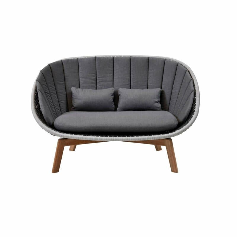 Cane-line Gartensofa "Peacock", Gestell Teakholz, Polyrattan grau/hellgrau mit Kissen grau