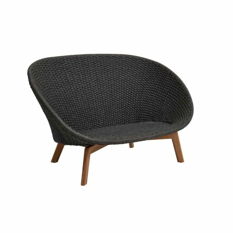Cane-line Gartensofa "Peacock", Gestell Teakholz, Soft Rope dunkelgrau