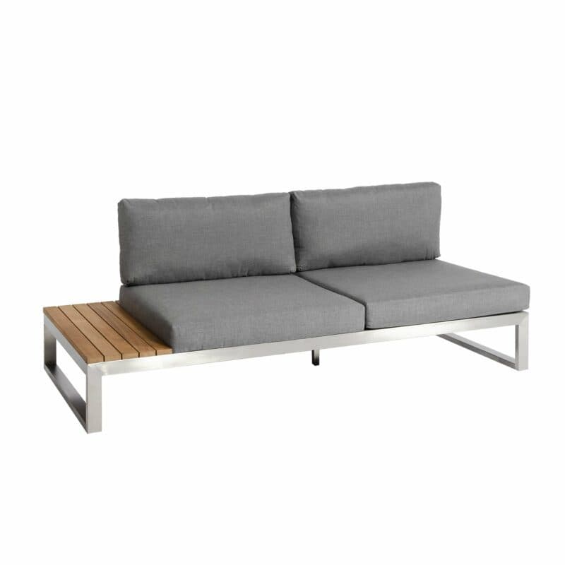 Jati & Kebon "Virginia" 2-Sitzer, rechts, Gestell Edelstahl, Kissen schiefergrau (slate), Sunbrella® Qualität