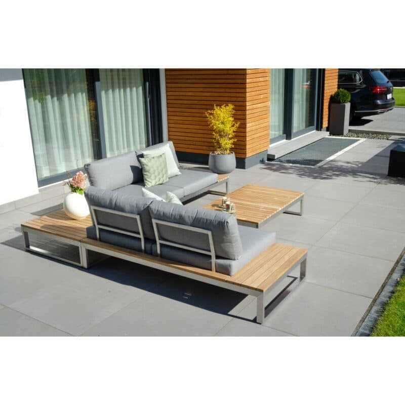 Jati & Kebon "Virginia" Loungegruppe, Gestell Edelstahl, Kissen schiefergrau (slate), Sunbrella® Qualität