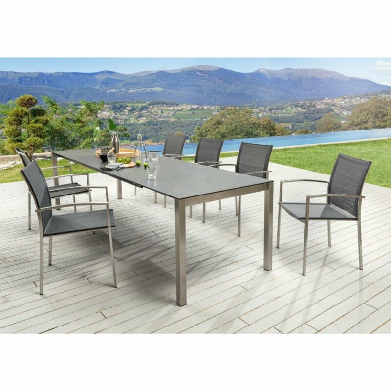 SIT Mobilia "Etna" Ausziehtisch, Gestell Edelstahl, Tischplatte Keramik
