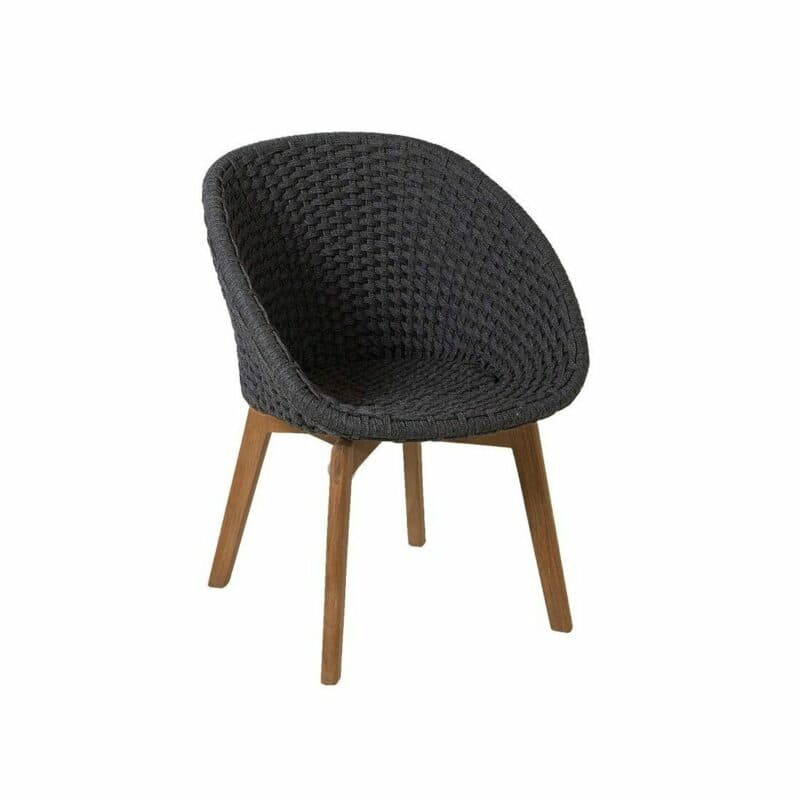 Cane-line Gartenstuhl "Peacock", Gestell Teakholz, Soft Rope dunkelgrau