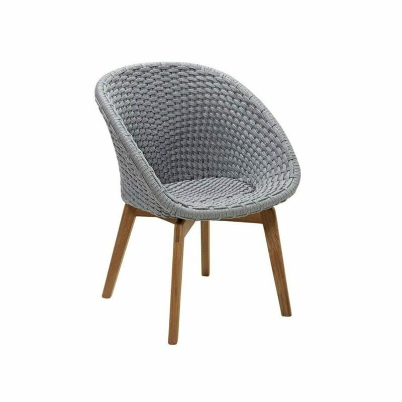 Cane-line Gartenstuhl "Peacock", Gestell Teakholz, Soft Rope hellgrau