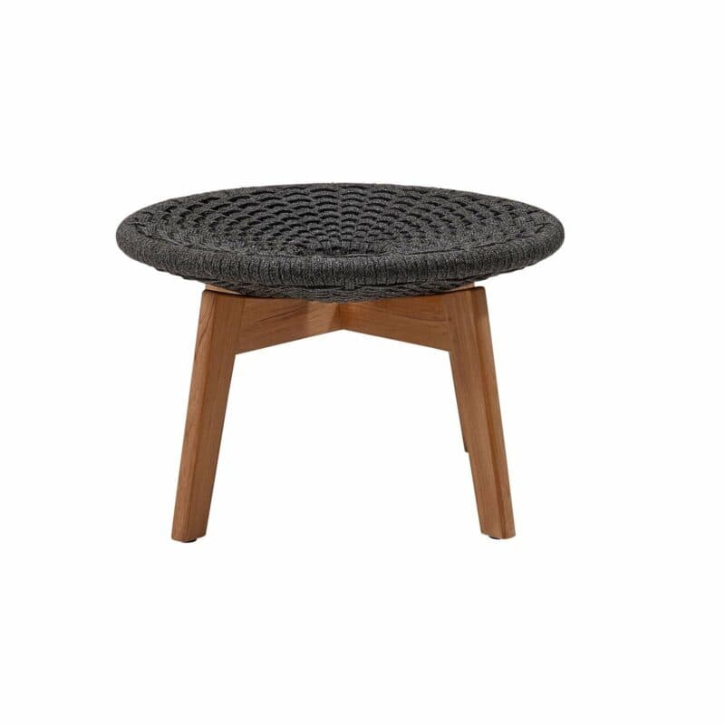 Cane-line Hocker "Peacock", Gestell Teakholz, Soft Rope dunkelgrau