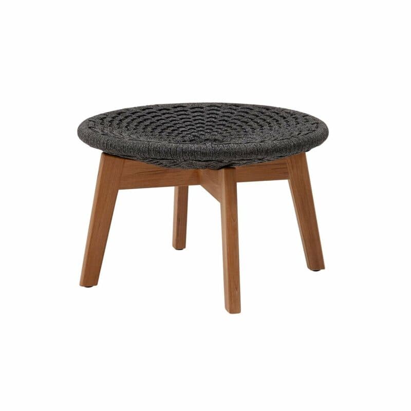 Cane-line Hocker "Peacock", Gestell Teakholz, Soft Rope dunkelgrau
