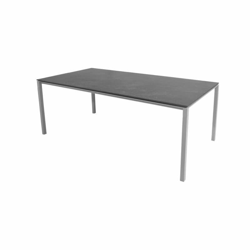 Cane-line Gartentisch "Pure", Gestell Aluminium hellgrau, Platte Keramik schwarz, 200x100 cm