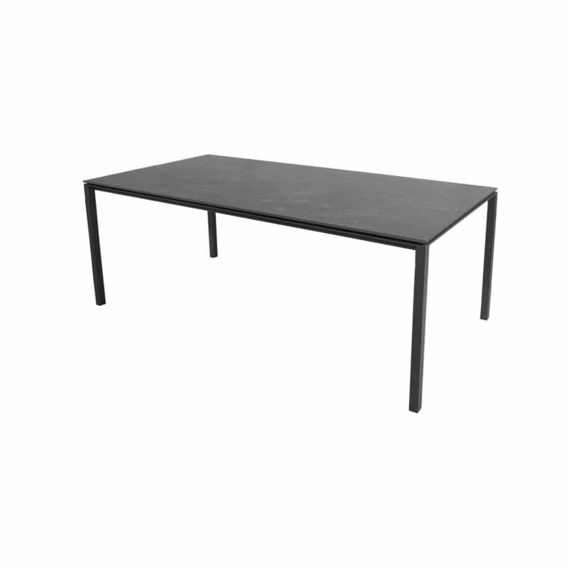Cane-line Gartentisch "Pure", Gestell Aluminium lavagrau, Platte Keramik schwarz, 200x100 cm