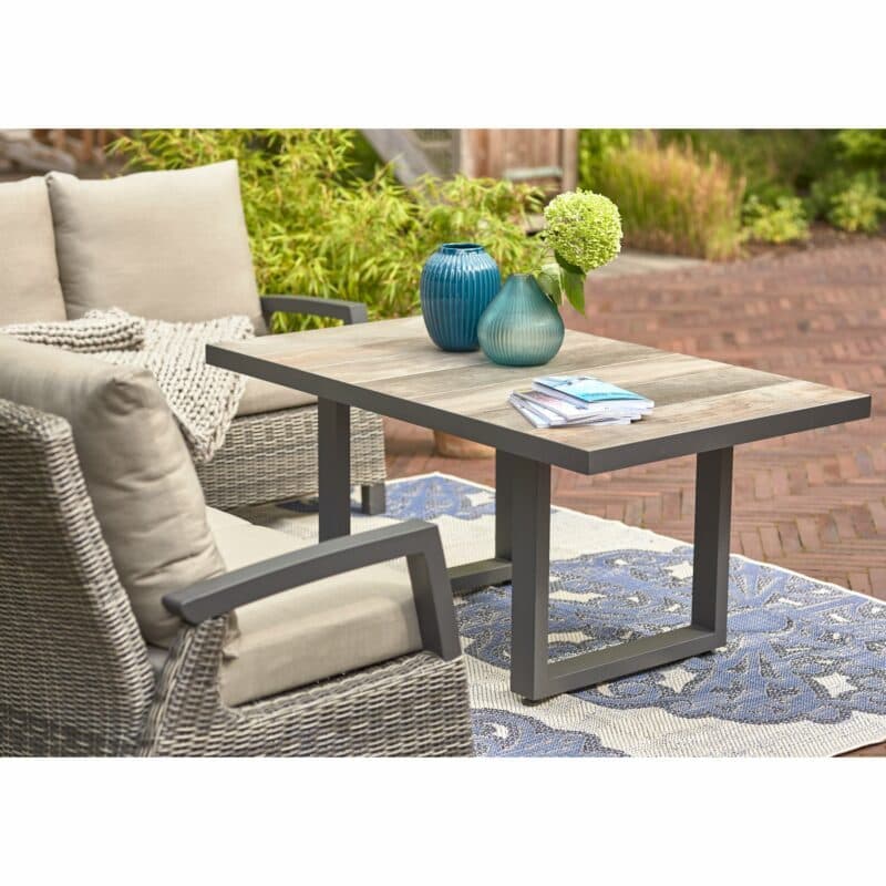 Siena Garden "Corido" Casual-Dining-Tisch, Gestell Aluminium anthrazit matt, Tischplatte Keramik washed grey