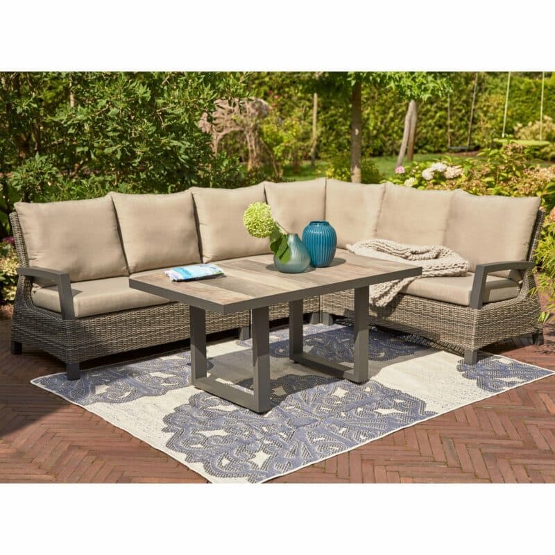 Siena Garden "Corido" Casual-Dining-Tisch, Gestell Aluminium anthrazit matt, Tischplatte Keramik washed grey