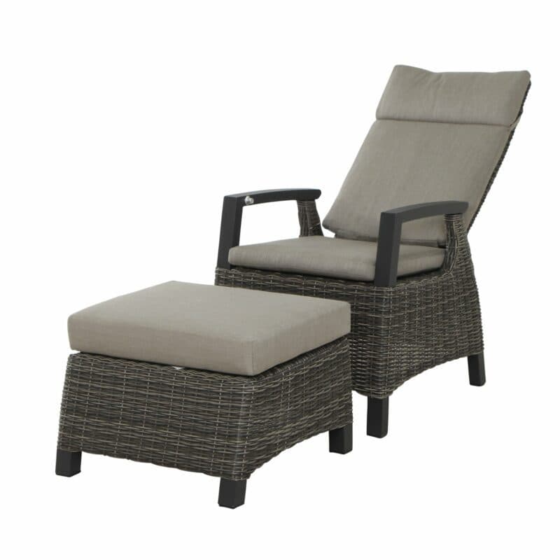 Siena Garden Dining Sessel "Corido", Gestell Aluminium anthrazit, Geflecht charcoal grey, Auflage taupe meliert